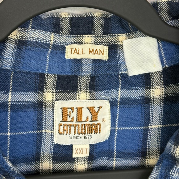 VTG ELY CATTLEMAN Mens XXLT Tall Plaid Flannel Shirt Pearl Snap Cowboy western - Picture 4 of 7